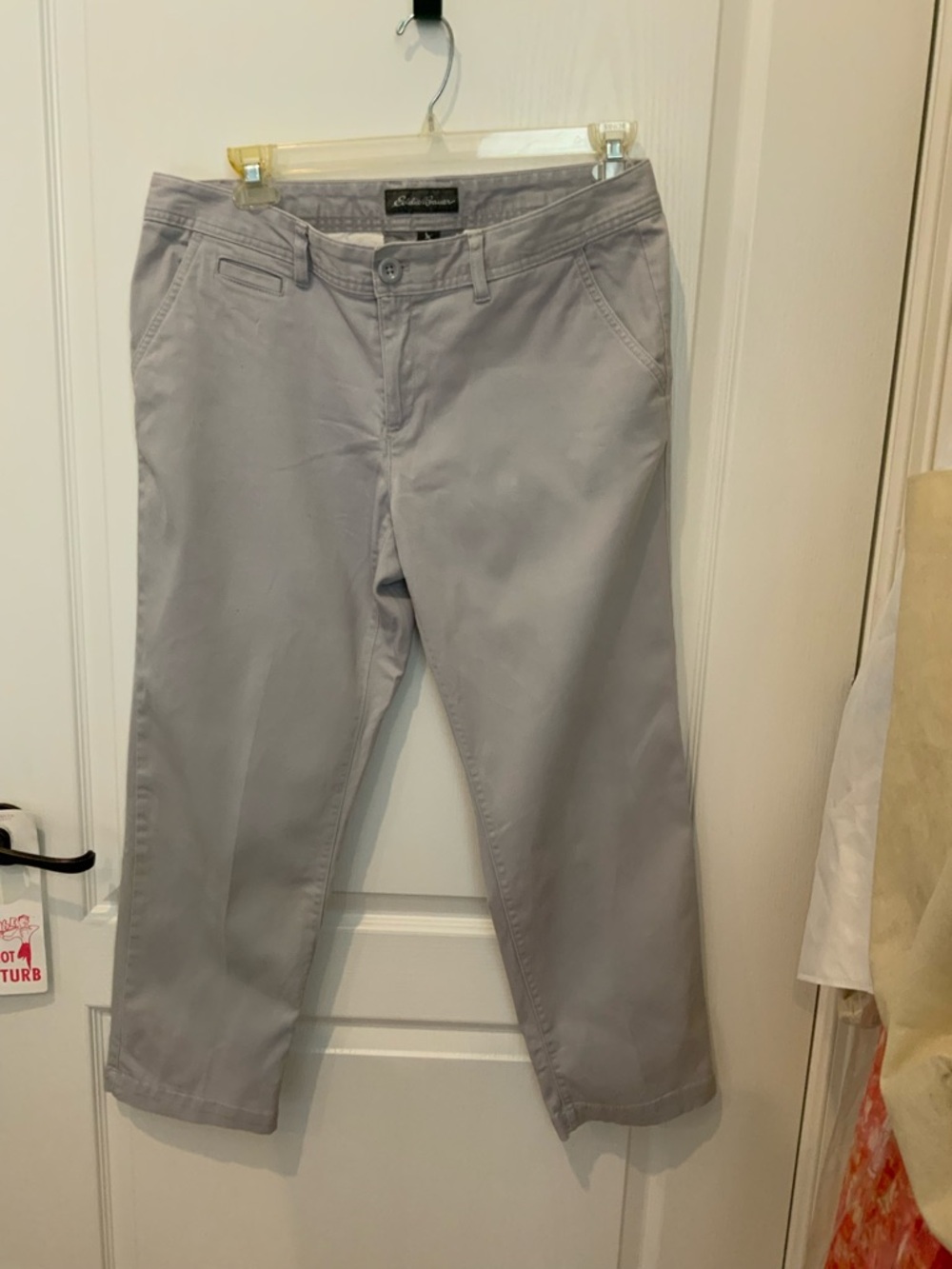 Eddie Bauer Beige Boyfriend Style 5 Pocket Cotton Spandex Women's Pants Size 12